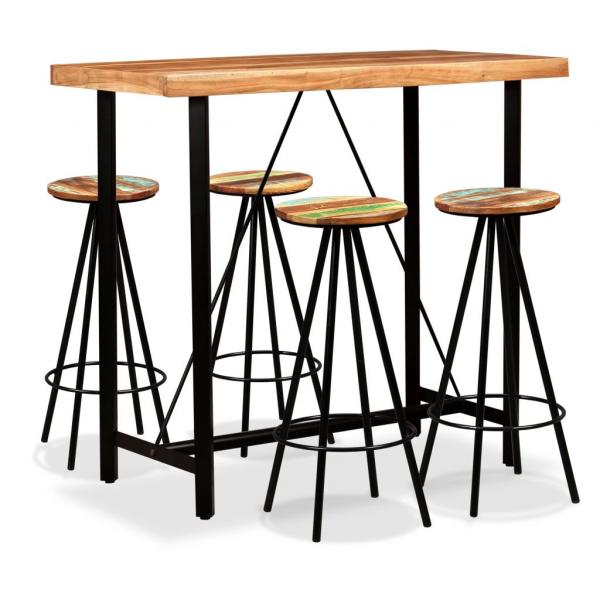 ARDEBO.de - 5-tlg. Bar-Set Massivholz Akazie und Altholz