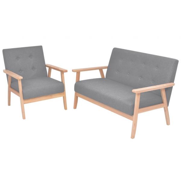 ARDEBO.de - Sofa-Set 2-tlg. Stoff Hellgrau