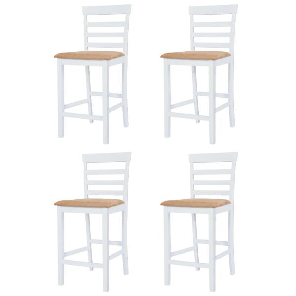 Bartisch mit Stühlen 5-tlg. Massivholz Braun und Weiß