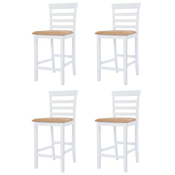 Bartisch mit Stühlen 5-tlg. Massivholz Braun und Weiß