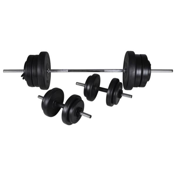 Kraftturm zur Wandmontage mit Lang- und Kurzhantel-Set 60,5 kg
