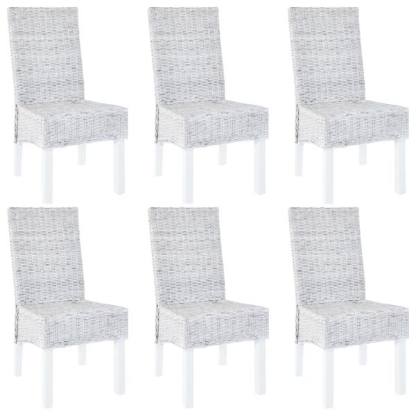 ARDEBO.de - Esszimmerstühle 6 Stk. Hellbraun Kubu Rattan und Mangoholz 
