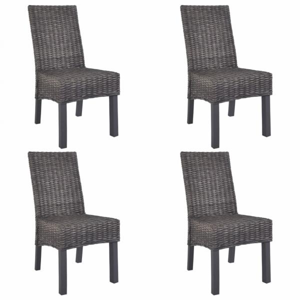 ARDEBO.de - Esszimmerstühle 4 Stk. Braun Kubu Rattan und Mangoholz  