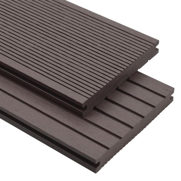 ARDEBO.de - WPC Massive Terrassendielen mit Zubehör 10 m² 2,2m Dunkelbraun