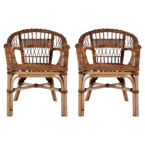 ARDEBO.de - Gartenstühle 2 Stk. Natürliches Rattan Braun