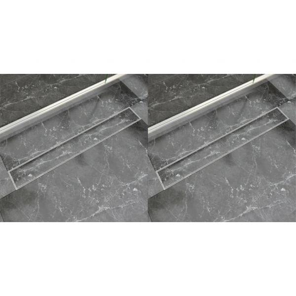 ARDEBO.de - Lineare Duschrinnen 2 Stk. 830 x 140 mm Edelstahl