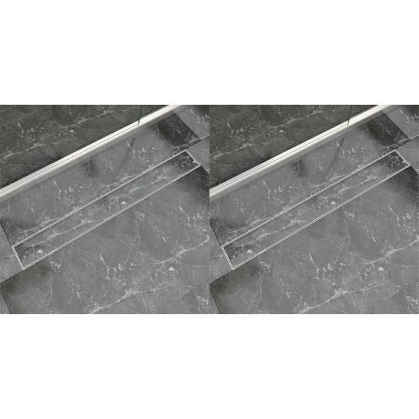 ARDEBO.de - Lineare Duschrinnen 2 Stk. 930 x 140 mm Edelstahl