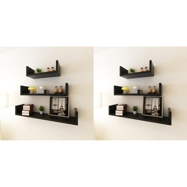 ARDEBO.de - Wandregale 6 Stk. Schwarz