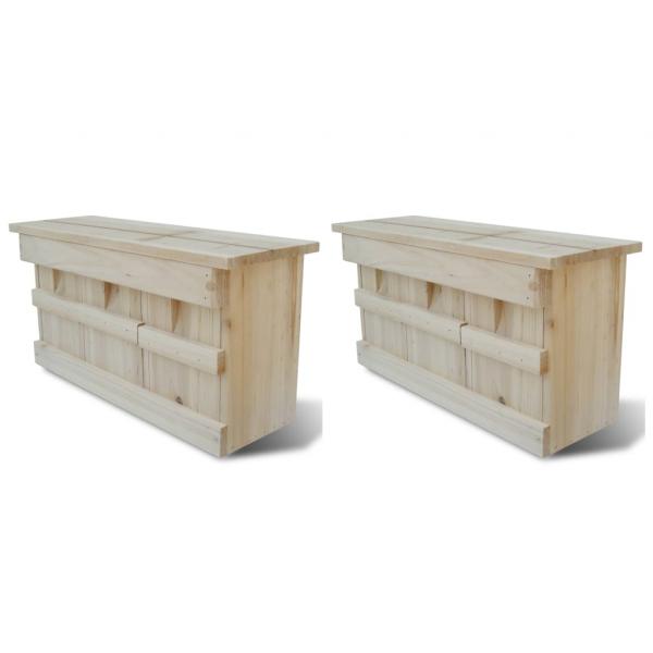 ARDEBO.de - Spatzenhaus 2 Stk. Holz 44 x 15,5 x 21,5 cm