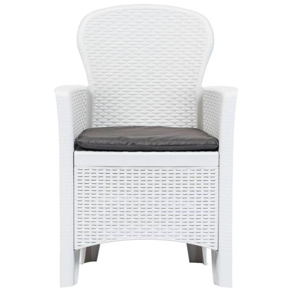 5-tlg. Garten-Essgruppe Kunststoff Weiß Rattan-Optik