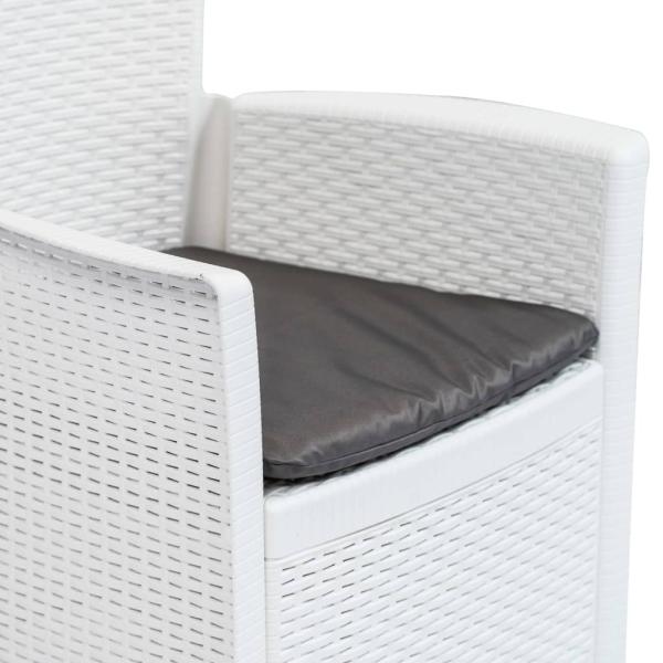 5-tlg. Garten-Essgruppe Kunststoff Weiß Rattan-Optik
