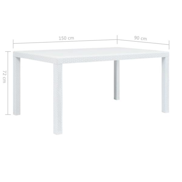 7-tlg. Garten-Essgruppe Kunststoff Weiß Rattan-Optik
