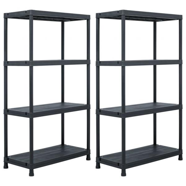 ARDEBO.de - Lagerregale 2 Stk. Schwarz 60 x 30 x 138 cm Kunststoff