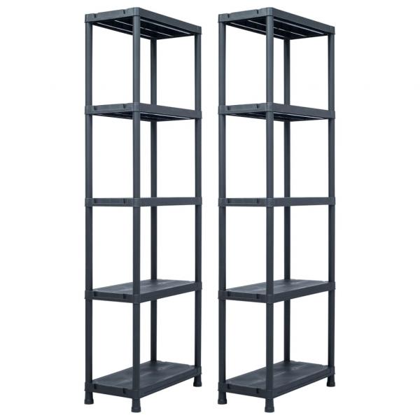 ARDEBO.de - Lagerregale 2 Stk. Schwarz 125 kg 60 x 30 x 180 cm Kunststoff