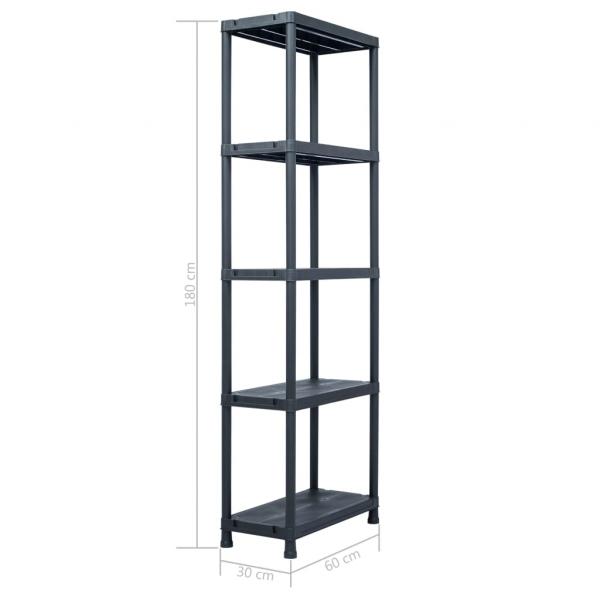 Lagerregale 2 Stk. Schwarz 125 kg 60 x 30 x 180 cm Kunststoff