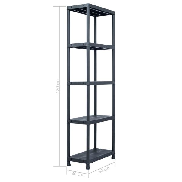 Lagerregale 2 Stk. Schwarz 125 kg 60 x 30 x 180 cm Kunststoff