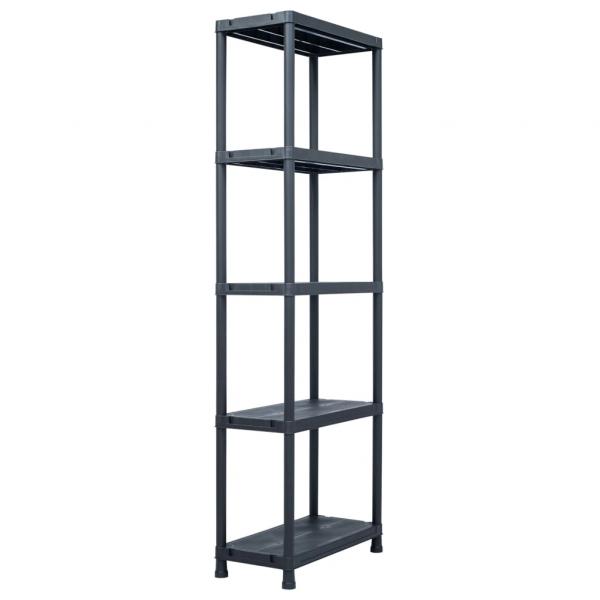 Lagerregale 5 Stk. Schwarz 125 kg 60 x 30 x 180 cm Kunststoff