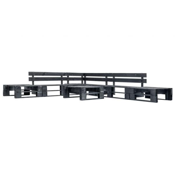 ARDEBO.de - 6-tlg. Garten-Paletten-Sofagarnitur Schwarz Holz