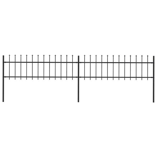 Gartenzaun mit Speerspitzen Stahl 3,4 x 0,6 m Schwarz