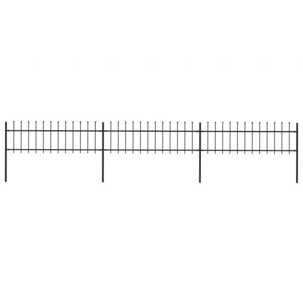 ARDEBO.de - Gartenzaun mit Speerspitzen Stahl 5,1 x 0,6 m Schwarz