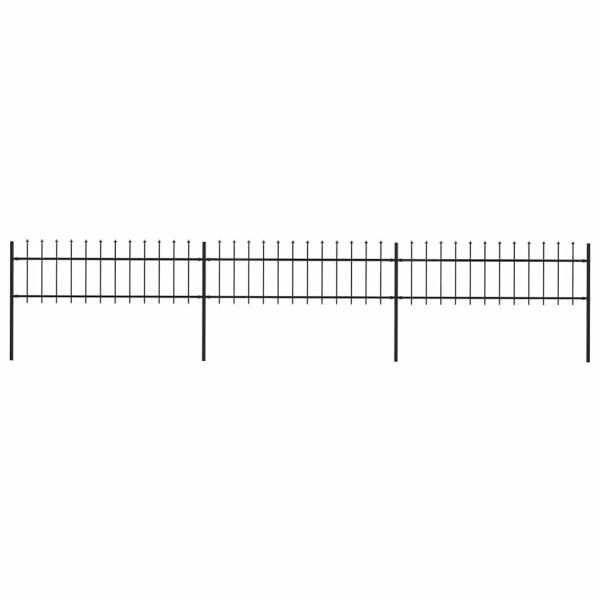Gartenzaun mit Speerspitzen Stahl 5,1 x 0,6 m Schwarz