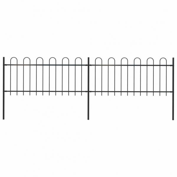 ARDEBO.de - Gartenzaun mit Bügel-Design Stahl 3,4 x 0,8 m Schwarz