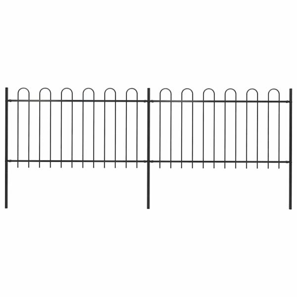 Gartenzaun mit Bügel-Design Stahl 3,4 x 1 m Schwarz