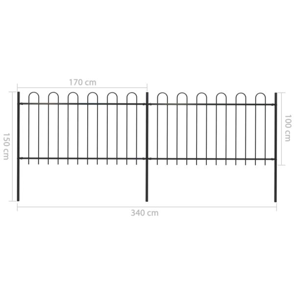Gartenzaun mit Bügel-Design Stahl 3,4 x 1 m Schwarz