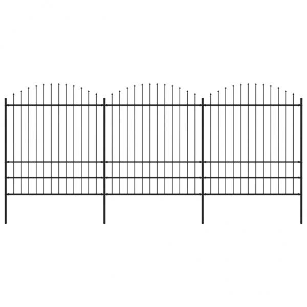ARDEBO.de - Gartenzaun mit Speerspitzen Stahl (1,75 - 2) x 5,1 m Schwarz