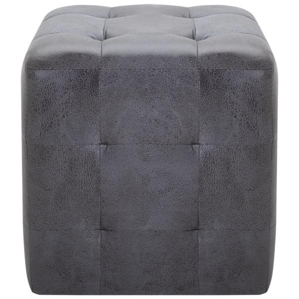 Pouf 2 Stk. Grau 30x30x30 cm Wildleder-Optik