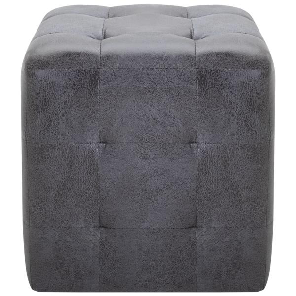 Pouf 2 Stk. Grau 30x30x30 cm Wildleder-Optik