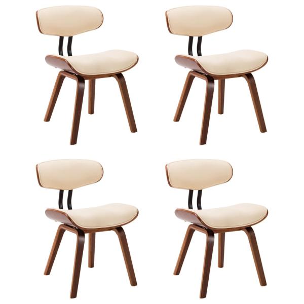 Esszimmerstühle 4 Stk. Creme Bugholz und Kunstleder 