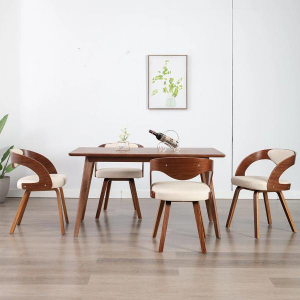 ARDEBO.de - Esszimmerstühle 4 Stk. Creme Bugholz und Kunstleder 