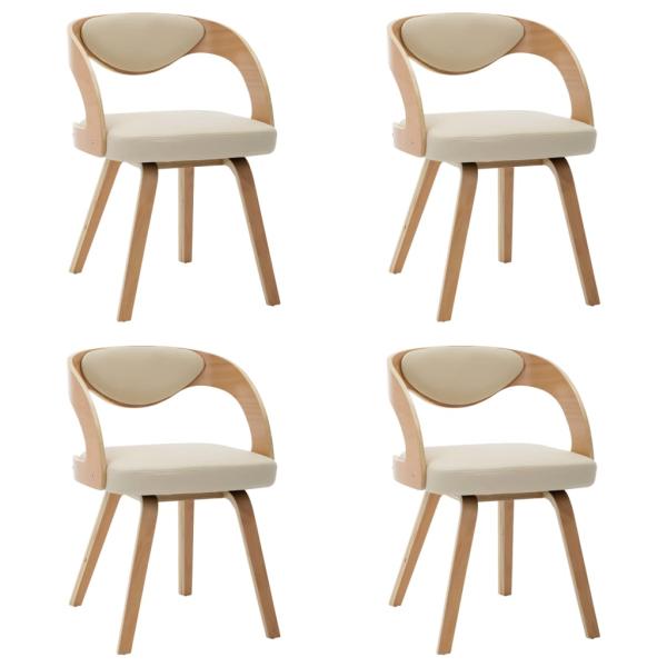 Esszimmerstühle 4 Stk. Creme Bugholz und Kunstleder