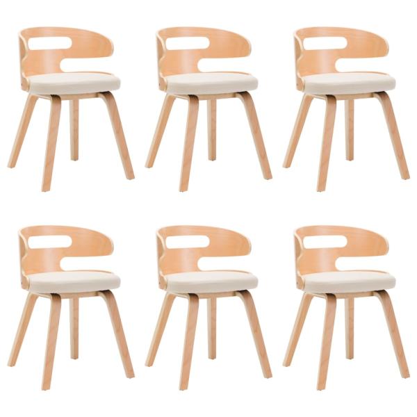 Esszimmerstühle 6 Stk. Creme Bugholz und Kunstleder 