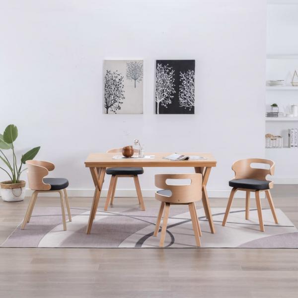 ARDEBO.de - Esszimmerstühle 4 Stk. Schwarz Bugholz und Kunstleder