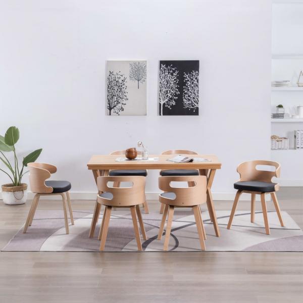 ARDEBO.de - Esszimmerstühle 6 Stk. Schwarz Bugholz und Kunstleder