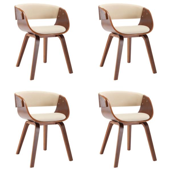 Esszimmerstühle 4 Stk. Creme Bugholz und Kunstleder 