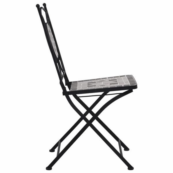 3-tlg. Bistro-Set Mosaik Keramik Grau
