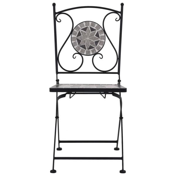 3-tlg. Bistro-Set Mosaik Keramik Grau