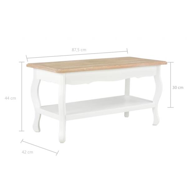 Couchtisch Weiß und Braun 87,5x42x44 cm Kiefer Massivholz