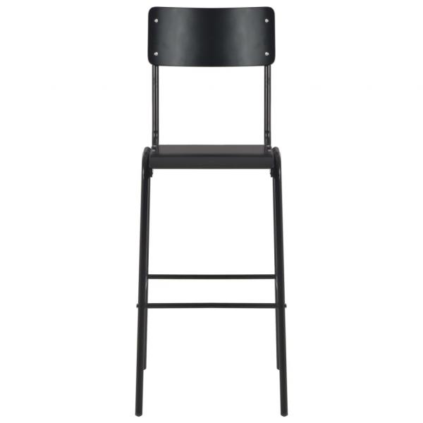 Barhocker 2 Stk. Schwarz Massives Sperrholz Stahl