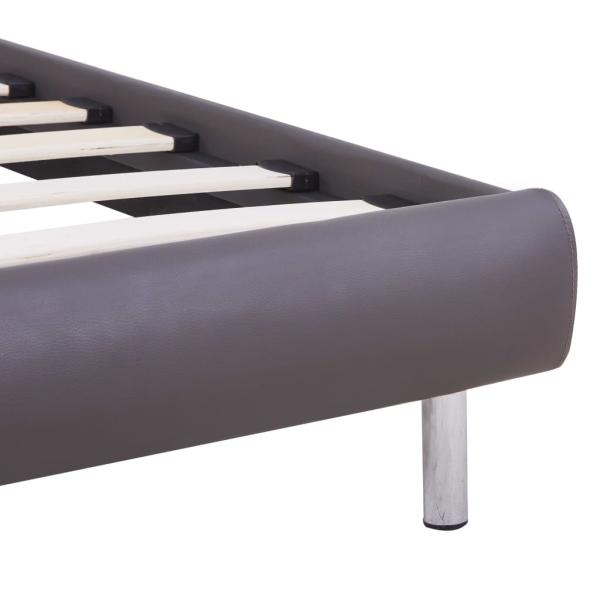 Bettgestell mit LED Grau Kunstleder 90x200 cm