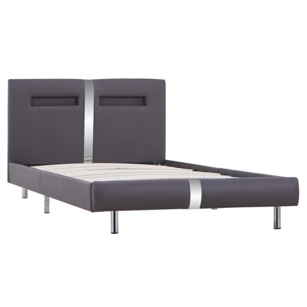 Bettgestell mit LED Grau Kunstleder 90x200 cm