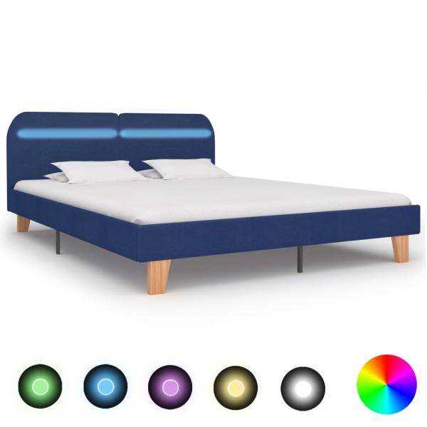 ARDEBO.de - Bettgestell mit LED Blau Stoff 180x200 cm