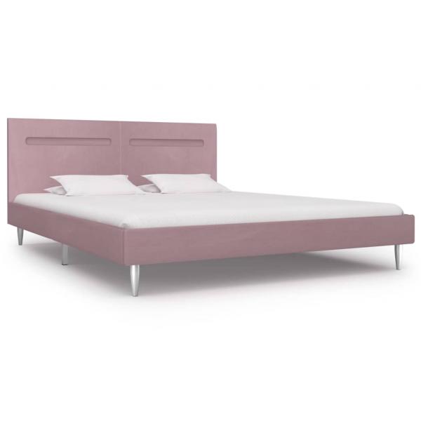 Bettgestell mit LED Rosa Stoff 180 x 200 cm