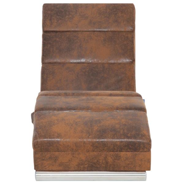 Massage Chaiselongue Braun Wildleder-Optik