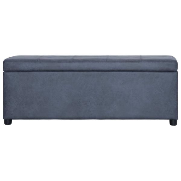 Bank mit Staufach 116 cm Grau Wildleder-Optik