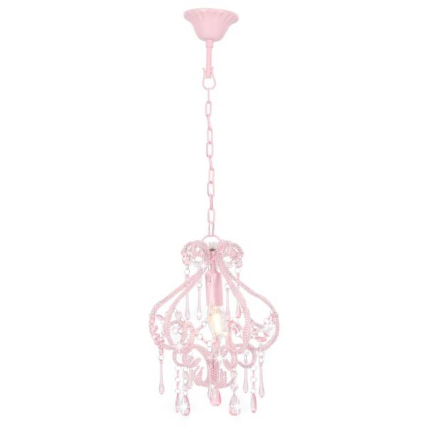Deckenleuchte mit Perlen Rosa Rund E14