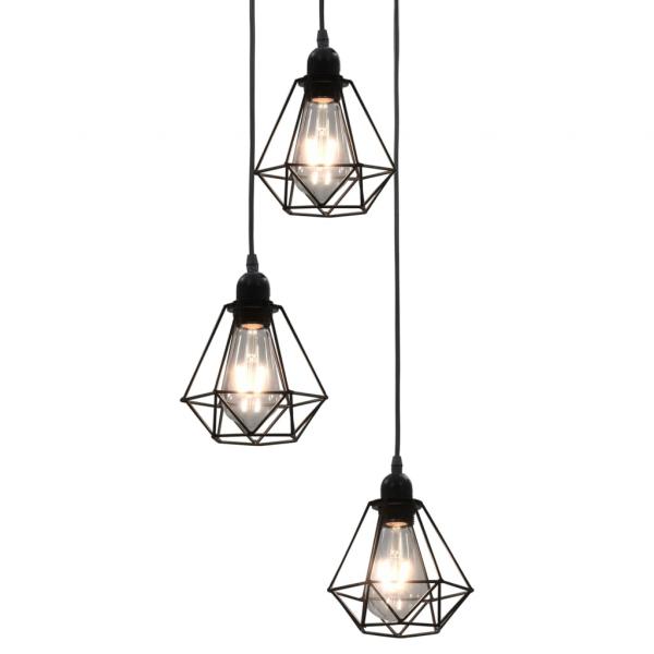 ARDEBO.de - Deckenleuchte mit Diamant-Design Schwarz 3 x E27 Glühbirnen